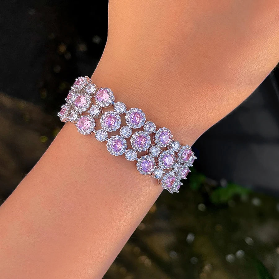 ThreeGraces Luxury Shiny Green White Zircon Big Wide Party Bracelet for Women Gorgeous Dubai Wedding Evening Party Jewelry BR400