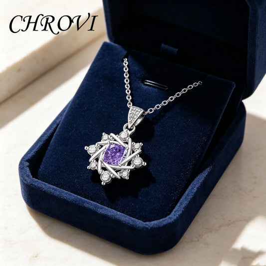 Exquisite 925 sterling silver gemstone ice flower octagonal star necklace, fashionable and versatile,high-carat diamond necklace