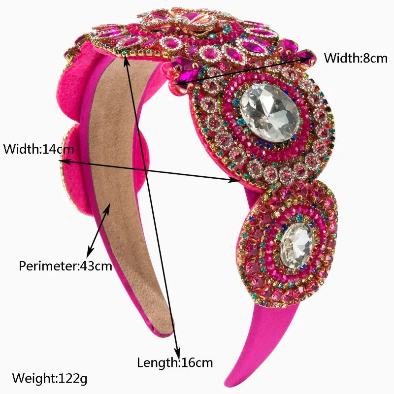 Full Rhinestones Hair Accessories Baroque Vintage Sparkly  Dinner Party Headband American Style Elegant Headwear
