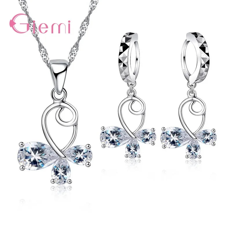 925 Silver Needle Jewelry Sets for Women Girls 34 Models Option Austrian Crystal Rhinestone Pearl Pendant Necklace Earrings