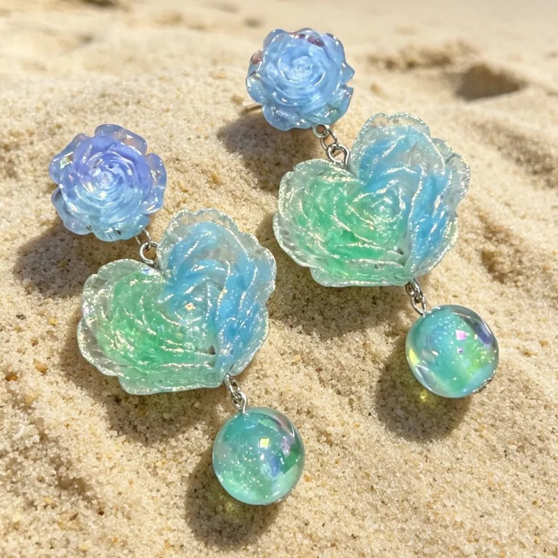 Sweet Flowers Earrings for Women Vintage Beach Style Summer Vacation Jewelry Elegant Versatile Bohemian Pendientes Mujer
