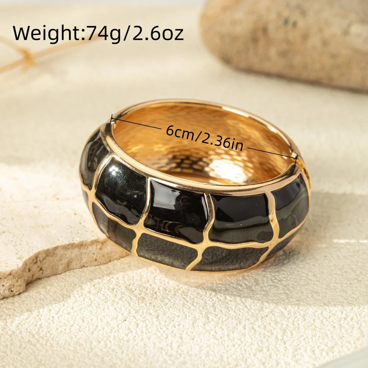 KMVEXO Exaggerated Unique Black Imitation Enamel Metal Wide Bangles Women Geometric Irregular Spring Bracelet Punk Rock Jewelry