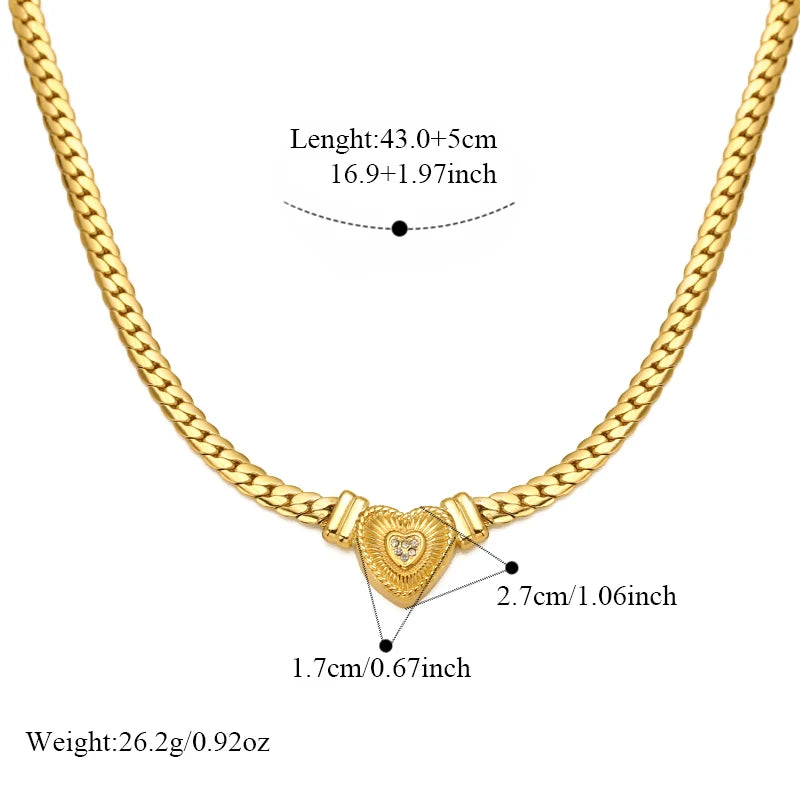 EILIECK 316L Stainless Steel Heart Chokers Necklace For Women New Fashion Collar Neck Chain Waterproof Gold Color Jewelry Gift