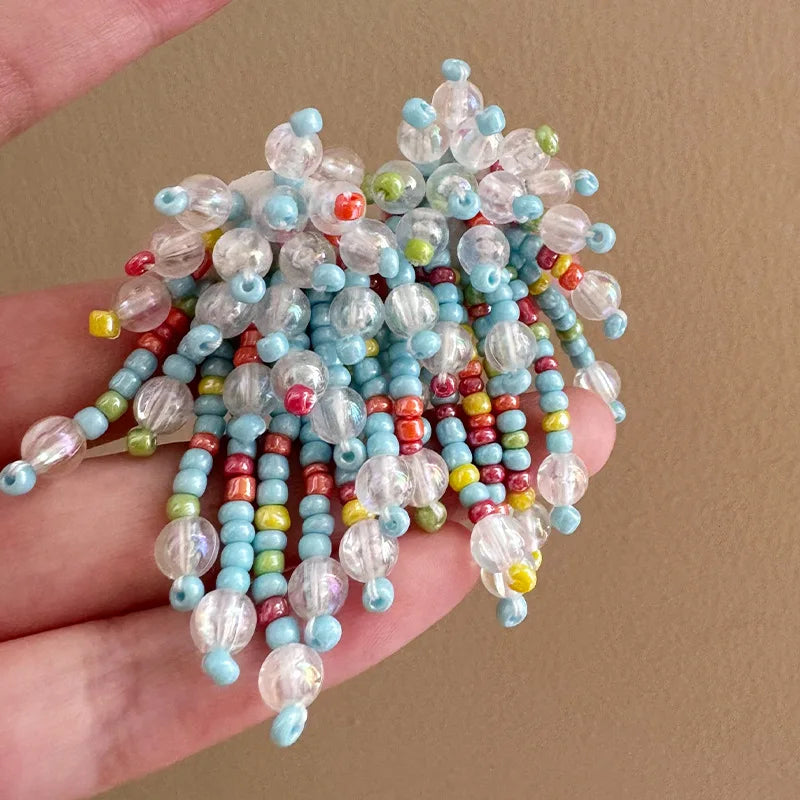 Colorful Beads Earrings for Women Summer Beach Style Flowers Sweet Jewelry Fashion Vacation Retro Pendientes Mujer
