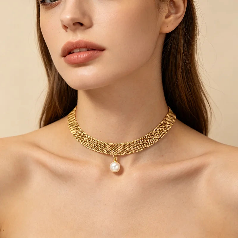 EILIECK 316L Stainless Steel Chains Necklace Choker For Women Trendy Gold Color Collar Neck Chain Waterproof Jewelry Lady Gift