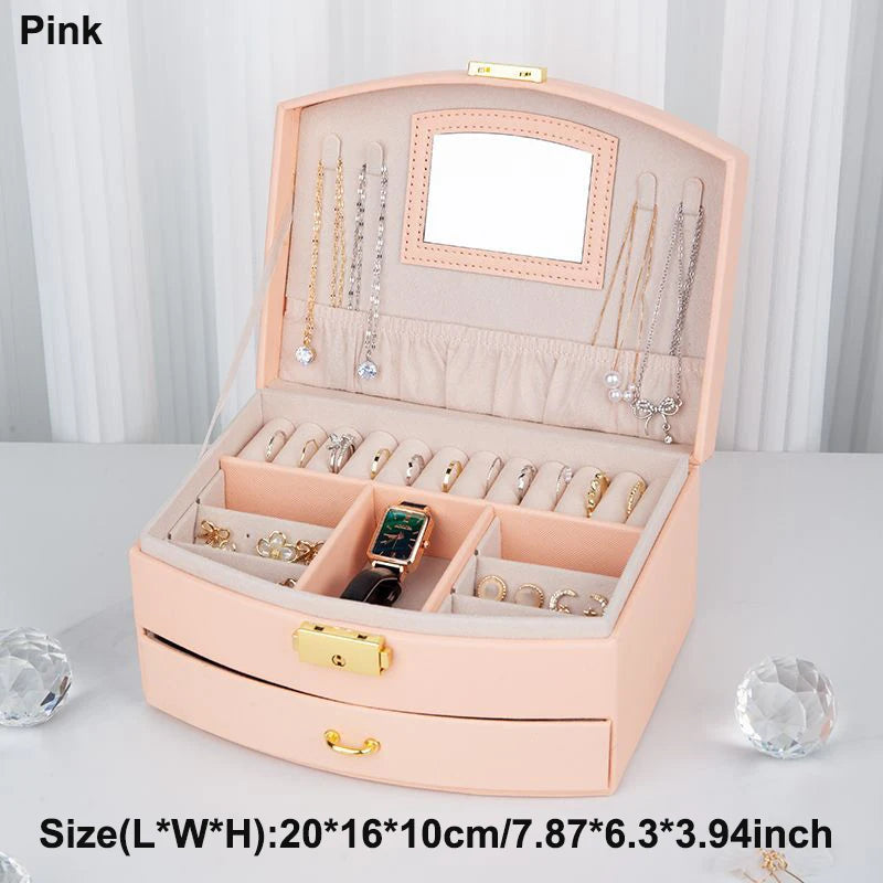 DELESYS New Large-Capacity High-End 6 Layer Jewelry Box For Storing Necklaces Watches Accessories Multi-Functional Jewelry Box