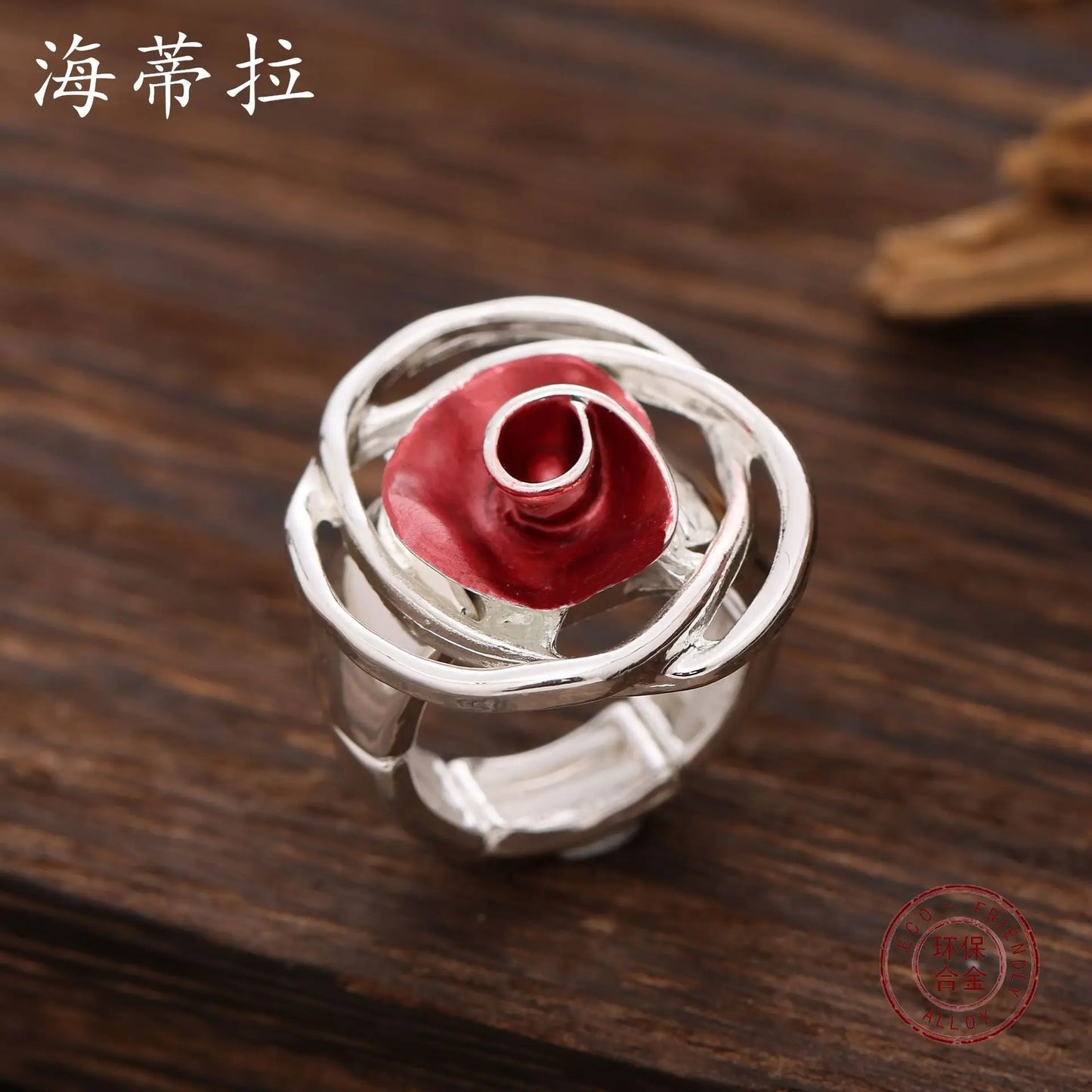 explosion Color oil rose flower elastic ring Fashion high sense Women's versatile rose ring