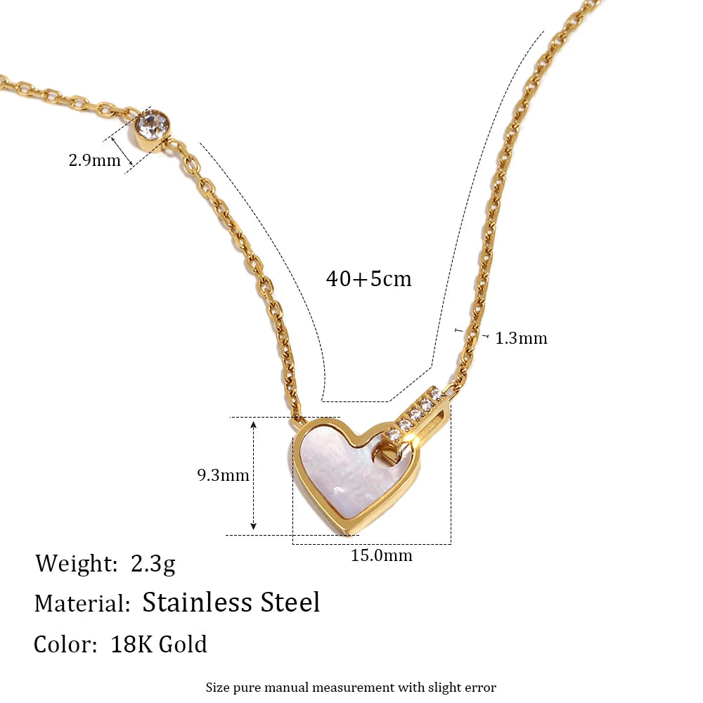 E.B.belle Heart Butterfly Pendant Chain Necklace 18K Gold Plated Stainless Steel Women's Necklaces Minimalist Chain Jewelry Gift