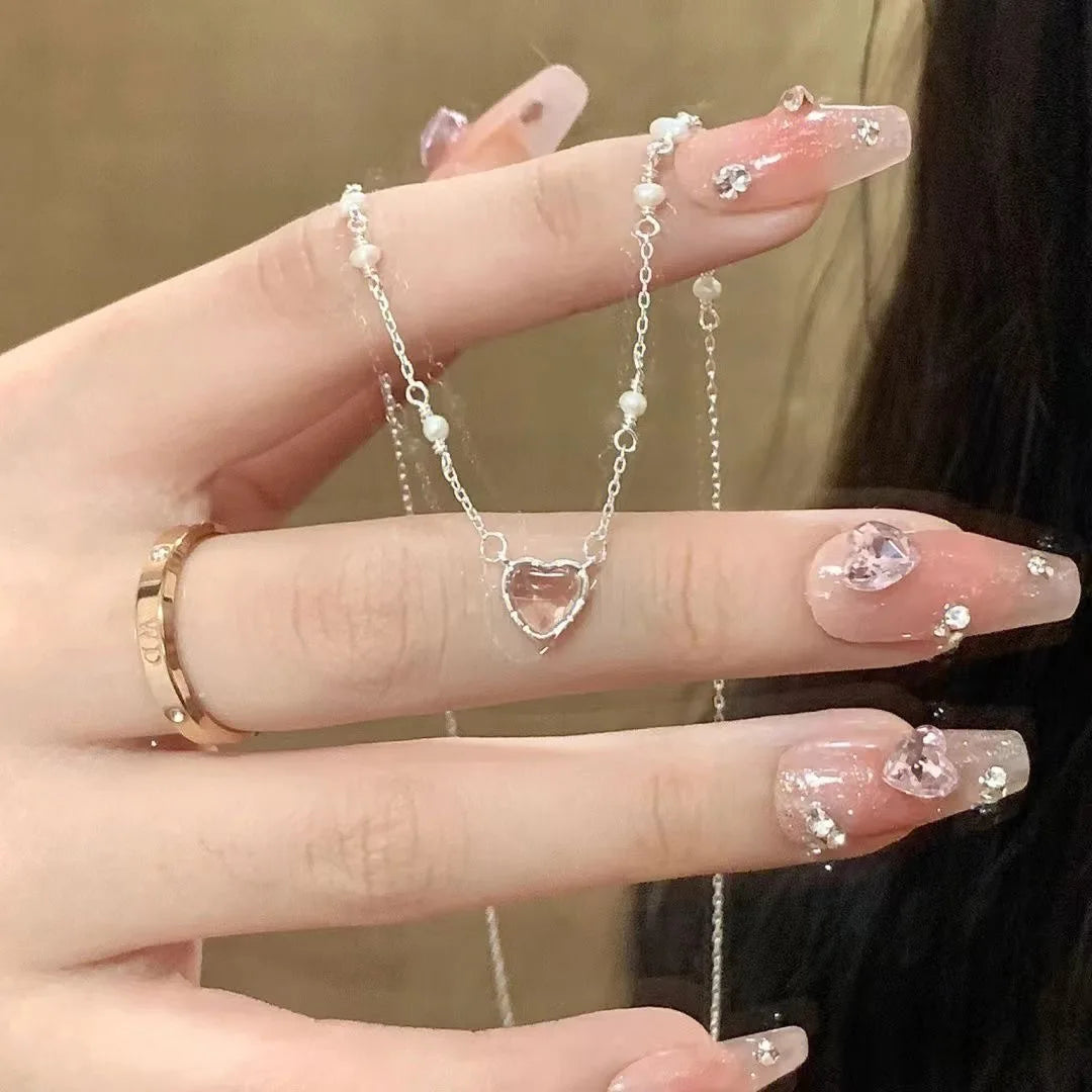 925 Sterling Silver Necklace Pendant AAA Zircon For Women Fashion Exquisite Student Girlfriend Jewelry Accessories Heart Gift