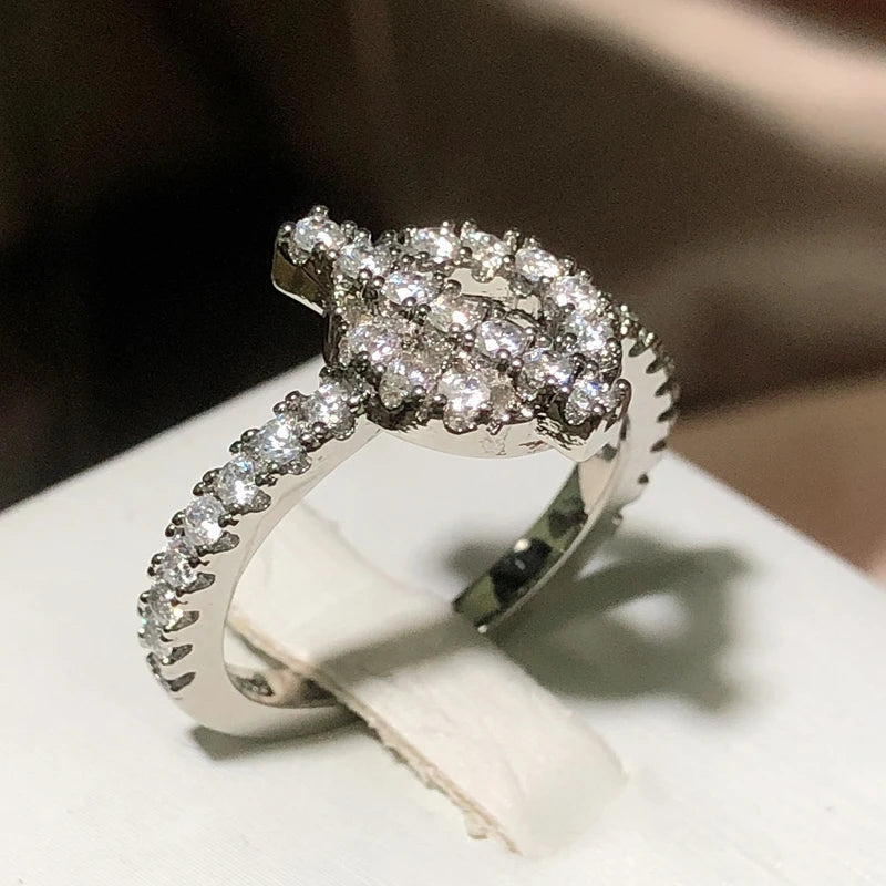 High Quality AAA Cubic Zirconia Rings Luxury Fashion Geometric Symbols Ring For Women Wedding Brand Jewelry Gifts