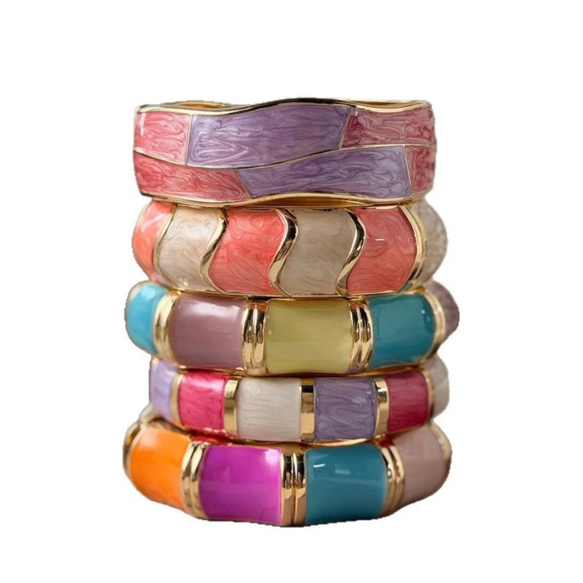 KMVEXO 10 Style Bohemian Colorful Enamel Open Cuff Bracelet For Women Irregular Geometric Metal Bangles Party Jewelry Gift