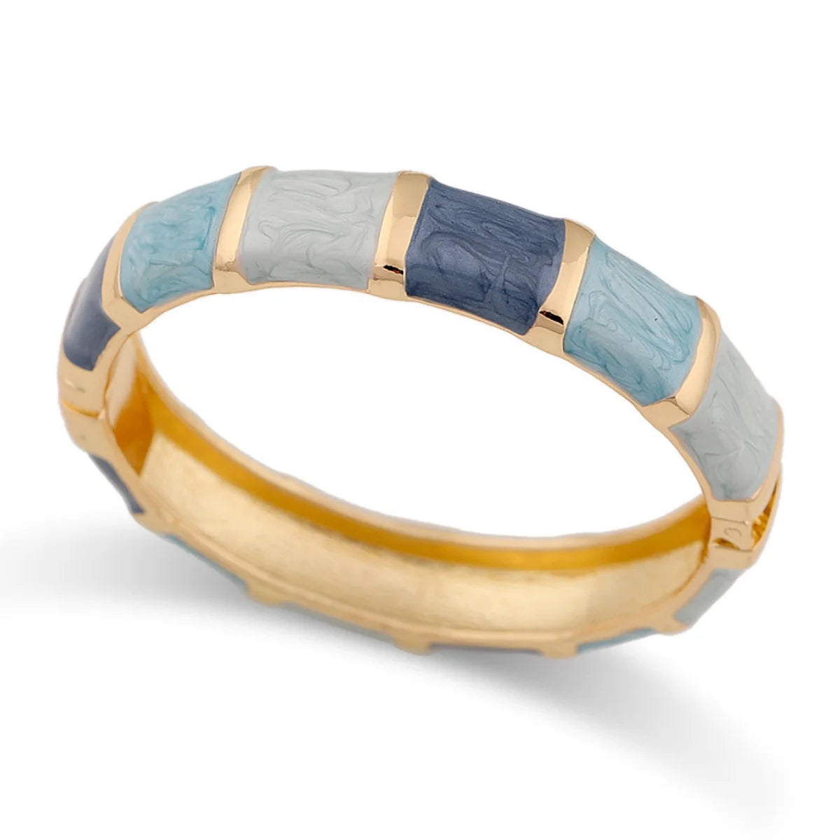 KMVEXO Exaggeration Blue Enamel Geometric Irregular Metal Bangle for Women Girl Summer Beach Vacations Bracelet 2026 NEW
