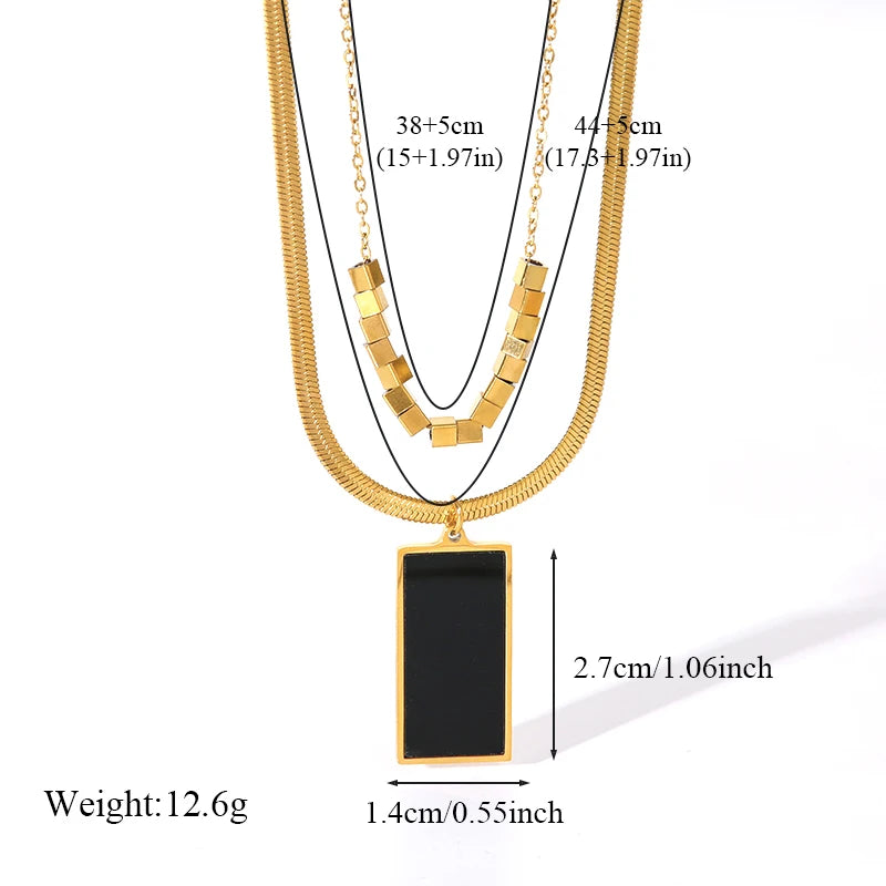 EILIECK 316L Stainless Steel Creative Sparkling Black Heart Pendant Necklace For Women Fashion Neck Chain Waterproof Jewelry