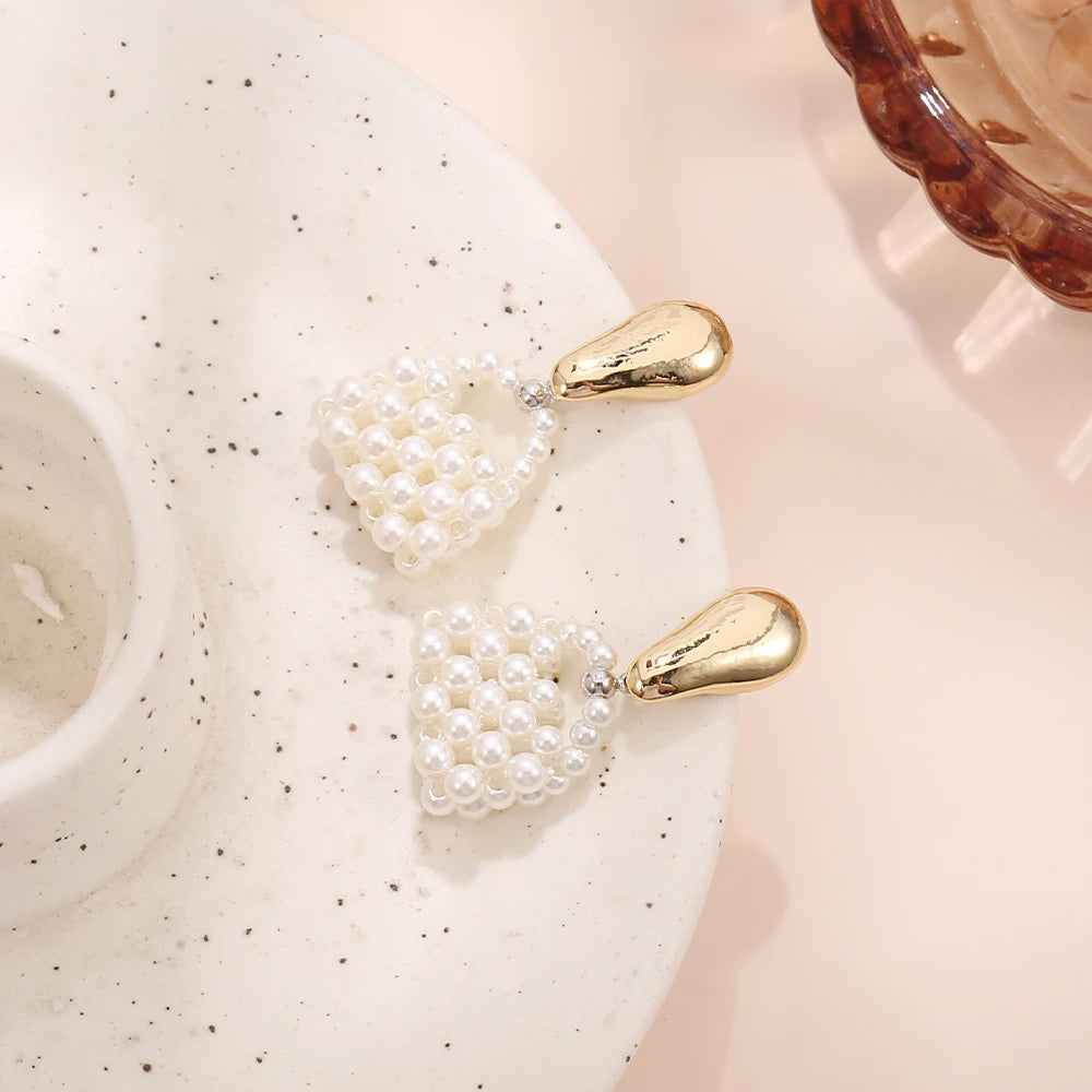 Badu Handbag Shape Imitation Pearl Drop Earrings for Women 2025 New Fashion Jewelry Party Girl’s Elegant Accessories