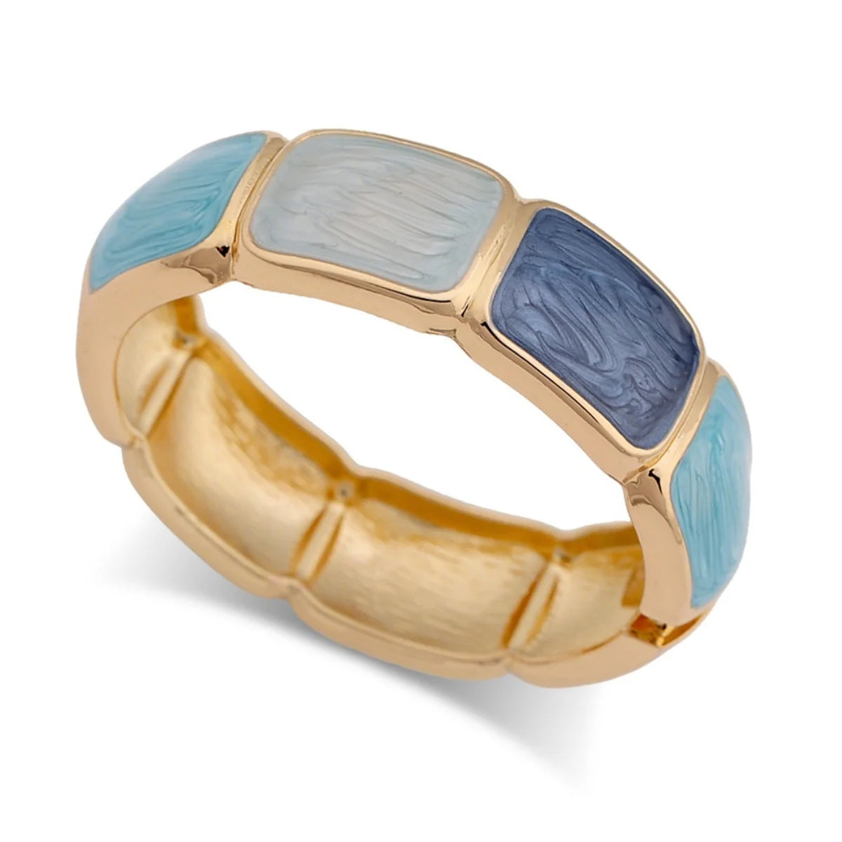 KMVEXO Exaggeration Blue Enamel Geometric Irregular Metal Bangle for Women Girl Summer Beach Vacations Bracelet 2026 NEW