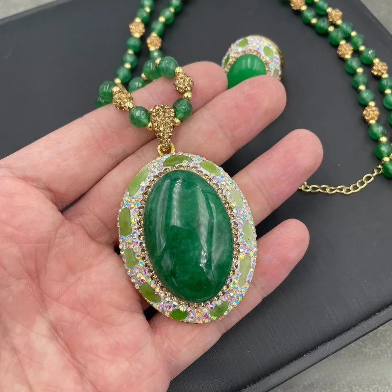 NISHIZAWA Green Gemstones Rings for Women Geometric Turkish Style Fashion Jewelry Light Luxury Elegant Anillos Mujer