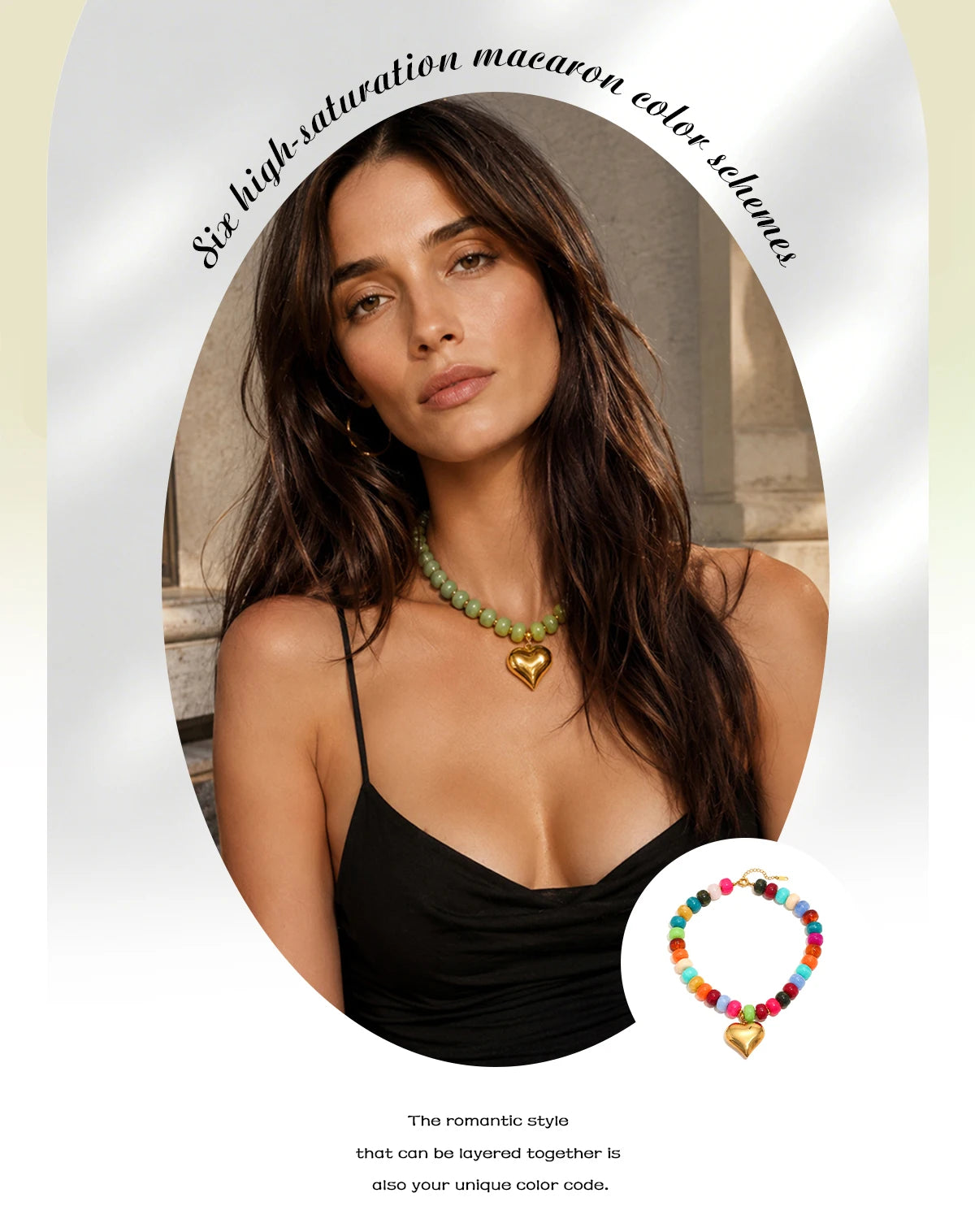 E.B.belle Candy Color Bead Heart Charm Necklaces Colorful Dopamine Resin Chain Necklace Tarnish Y2K Fashion Women Jewelry