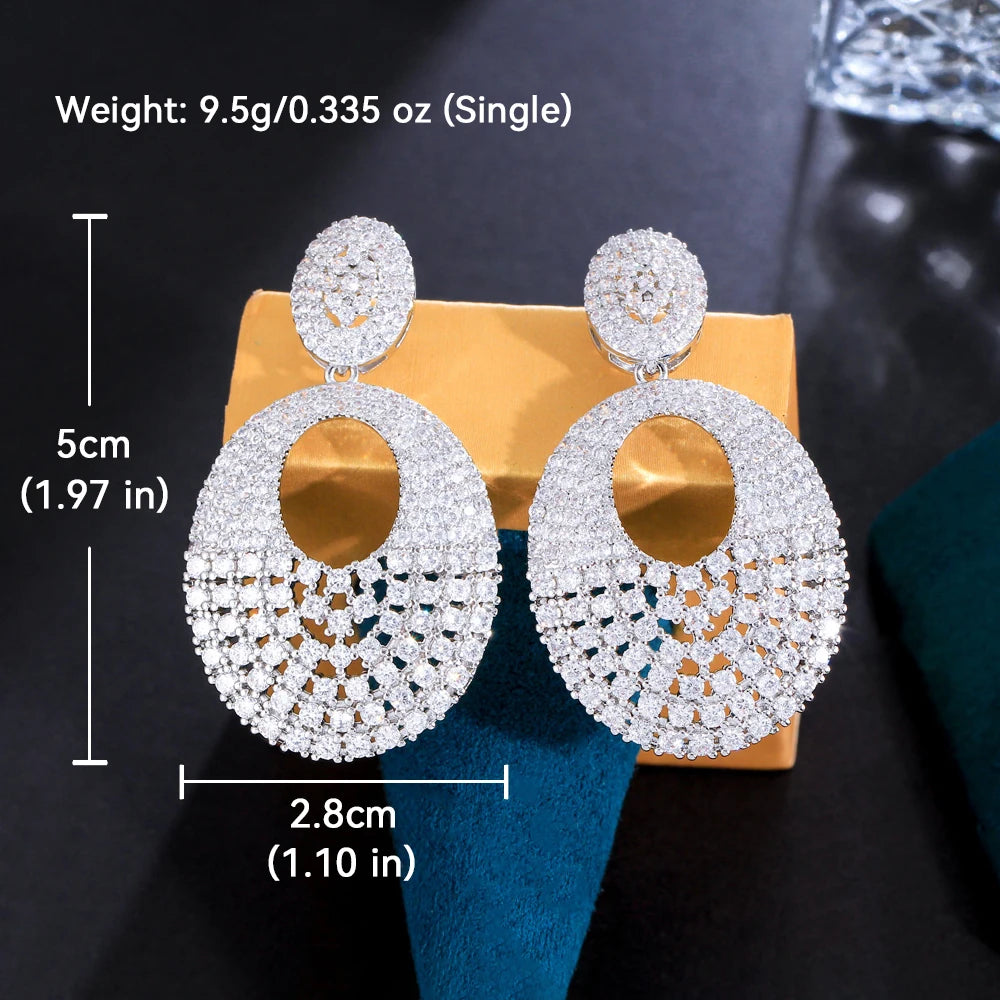 ThreeGraces Gorgeous Shiny White Zirconia Bridal Wedding Elegant Long Big Drop Earrings for Women Fashion Party Jewelry E1135
