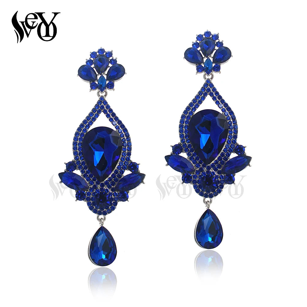 VEYO Classic Lady Long Crystal Drop Earrings Luxury Wedding Earrings for Women Fashion Jewelry 2023New Gift