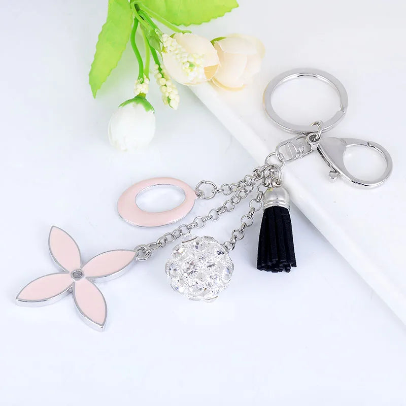 EASYA Love Clover Creative Gift Key Chain Alloy Rhinestone Key Chain Bag Pendant Women Handbag Charm Car Accessories Small Gift
