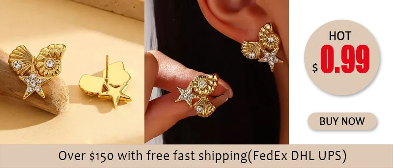 EILIECK 316L Stainless Steel Pearl Shell Starfish Sun Charm Necklace For Women Ocean Style Gold Plated Handmade Holiday Jewelry