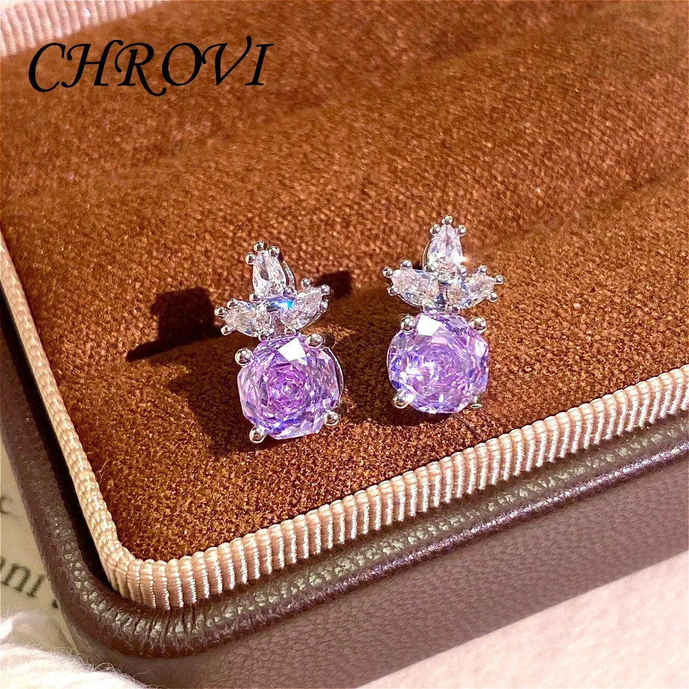 Luxury 925 Sterling Silver Millennium Rose Diamond Pendant Necklace, Diamond Ring and Stud Earring Set