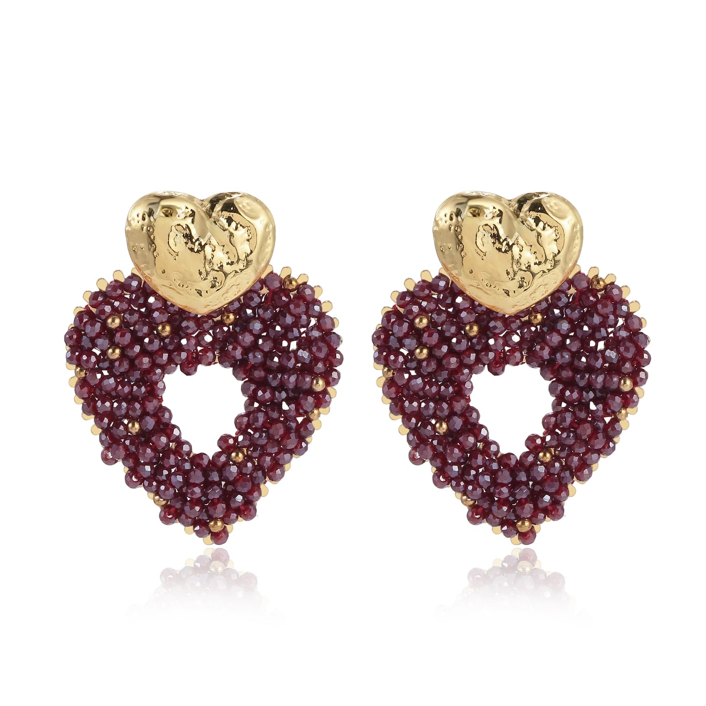 Badu Big Heart Shape Drop Earrings Handmade Crystal Beads Earrings for Women Boho Fashion Jewelry Gifts