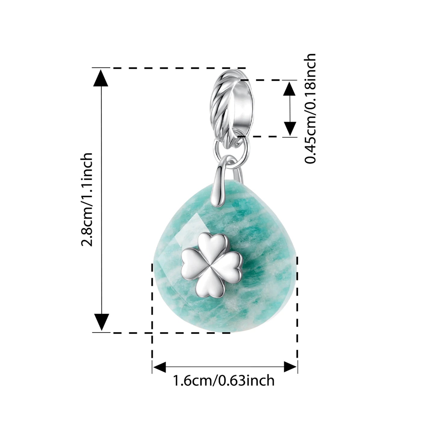 BAMOER 925 Sterling Silver Natural Crystal Pendant fit Original Bracelet DIY Bamoer Charm for Jewelry Making Party Gift