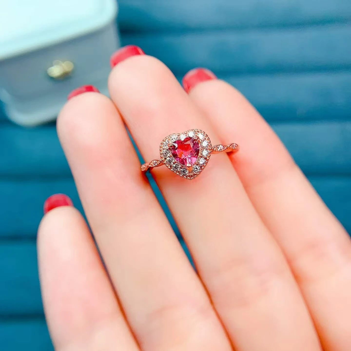 Luxury Multicolor Tourmaline Silver Ring  8 Pieces 3mm*4mm Natural Tourmaline Jewelry with Certificate October Birthstone Ring