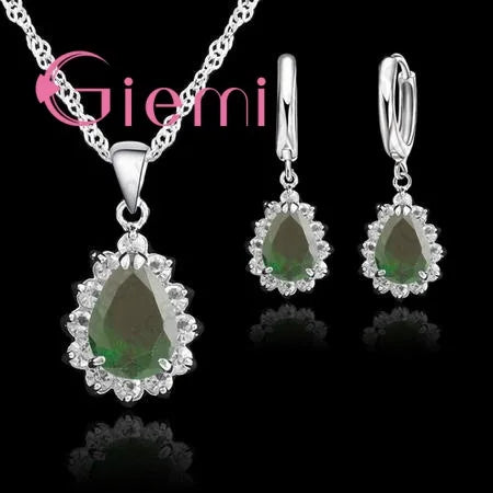 S925 Silver Needle Luxury Jewelry Sets 24 Models Option Cubic Zircon Rhinestone Charming Pendant Wedding Engagement Accessory