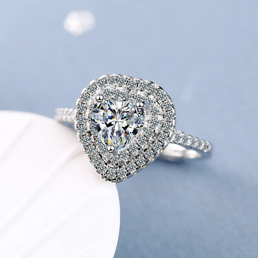 New 925 Sterling Silver Ring Heart Adjustable Simplicity Fashion Exquisite Student Girlfriend Jewelry Accessories Wedding Party