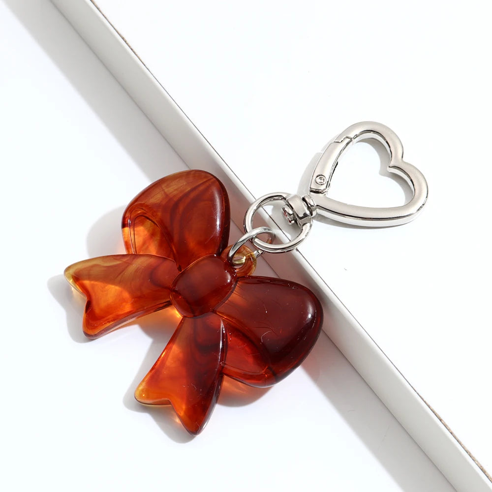Trend Acrylic Colorful 3D Bowknot Keychains for Women Y2K Key Chain Bag Car Phone Pendant Accessories Gifts