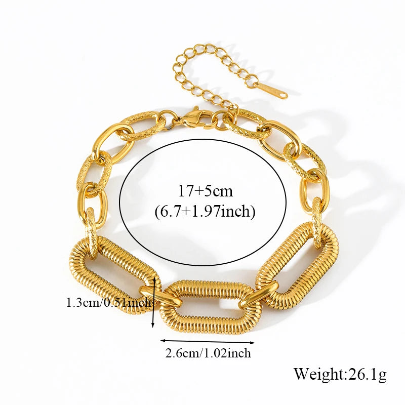 EILIECK 316L Stainless Steel Link Chain Bracelet Bangles For Women Trendy 18K Gold Plated Wrist Chain Waterproof Jewelry Gift