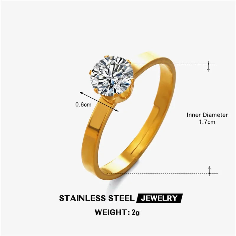 EILIECK Minimalist Classic 18K Gold Color Plated Butterfly Zircon Adjustable Ring Hypoallergenic Stainless Steel Jewelry Gift