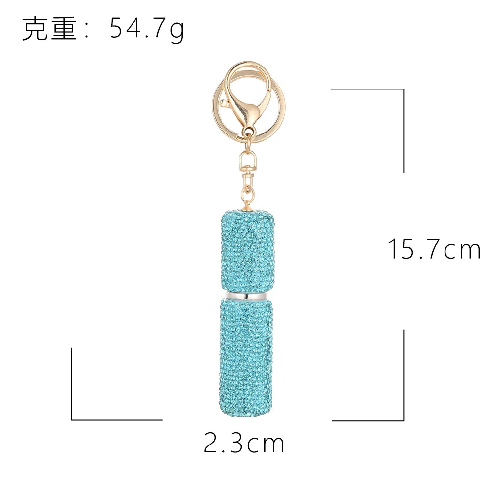 2026 New Perfume Bottle Keychain Full Rhinestone Women's Luxury Car Key Ring Y2K Fashion Accessories Creative Pendant