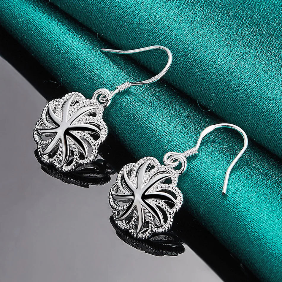 URMYLADY 925 Sterling Silver Flower Earrings For Women Wedding Engagement Party Fashion Jewelry