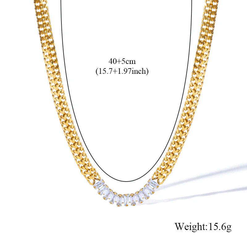 EILIECK 316L Stainless Steel Metal Charm Chain Necklace Statement Jewelry 18K PVD Plated Statement Collar Neck Chain For Women