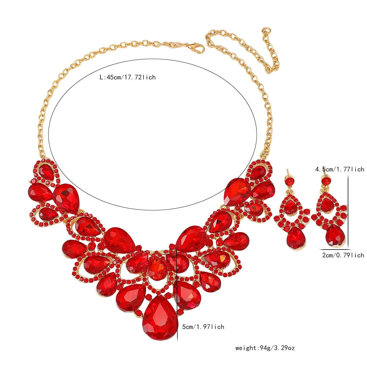 Sparkling Noble Hollow Water Drop Necklace Earrings Women's Evening Formal Dress Set Theme Party Matching Jewelry