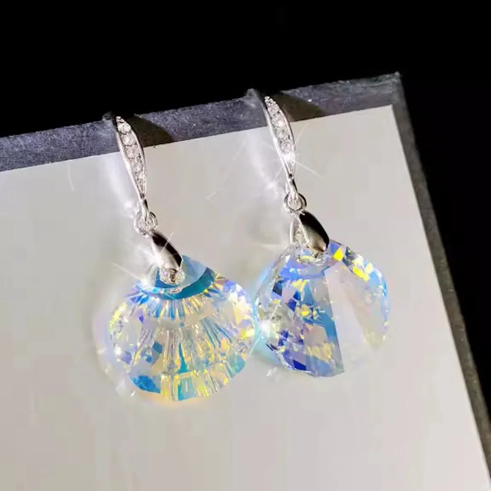 Small Shell Elegant Charm Female Rainbow Zircon Stone Silver Color Dangle Earrings 2026 Fashion Wedding Jewelry For Women
