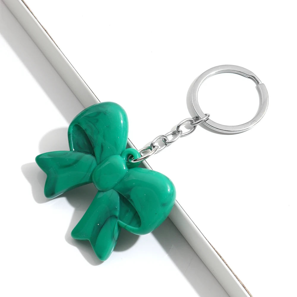 Trend Acrylic Colorful 3D Bowknot Keychains for Women Y2K Key Chain Bag Car Phone Pendant Accessories Gifts