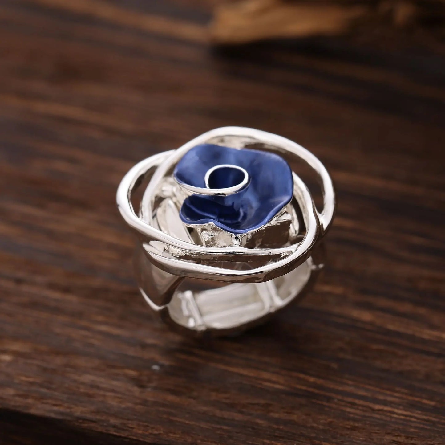 explosion Color oil rose flower elastic ring Fashion high sense Women's versatile rose ring