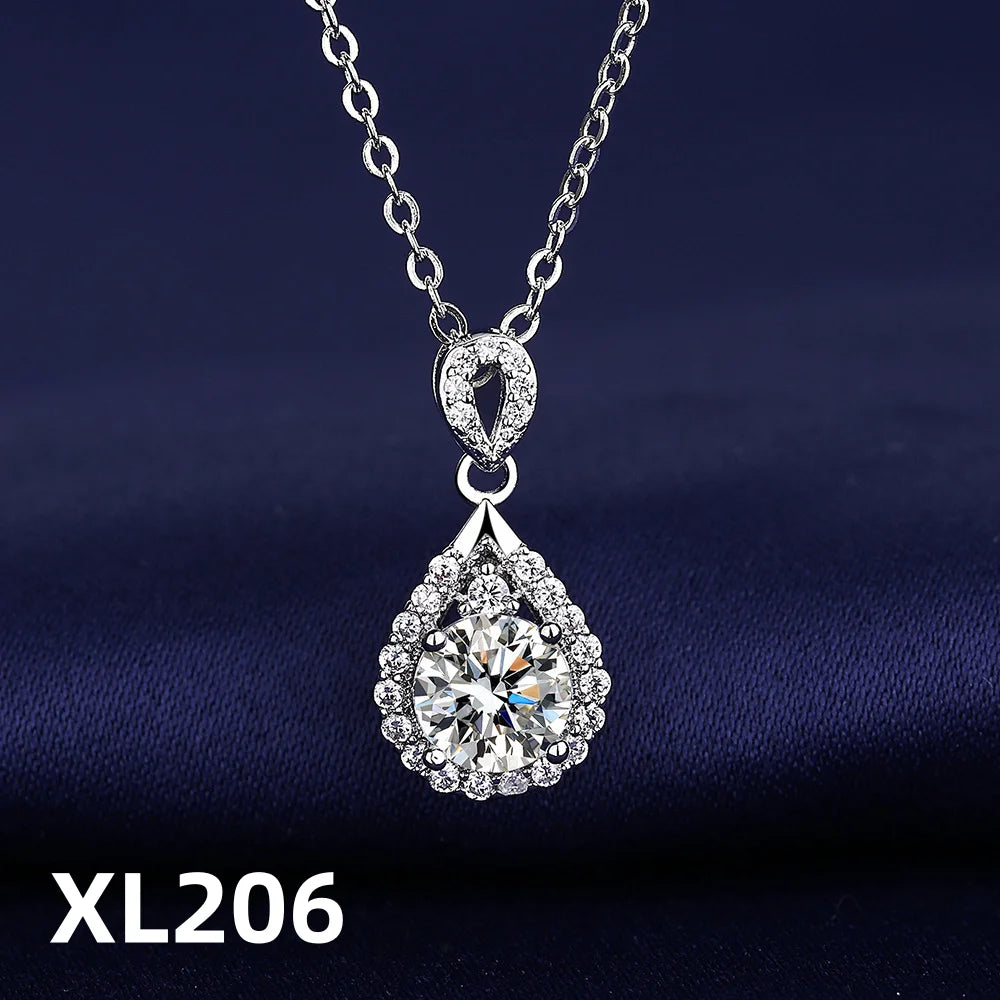 LiHong 925 Sterling Silver Teardrop Necklace Women's Sparkling Zircon Clavicle Chain Fashion Accessories Gift Jewelry