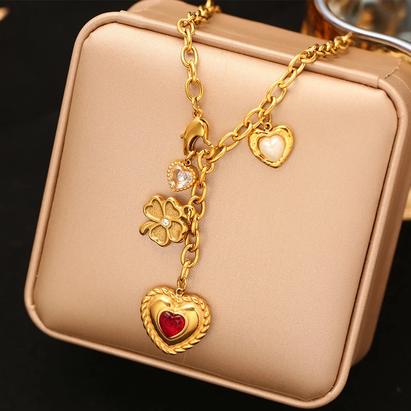 EILIECK 316L Stainless Steel Metal Cross Pendant Necklace For Women Trendy Gold Color OT Clasp Neck Chain Waterproof Jewelry