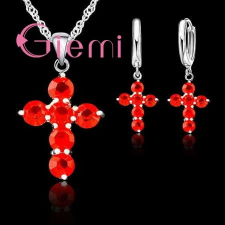 S925 Silver Needle Luxury Jewelry Sets 24 Models Option Cubic Zircon Rhinestone Charming Pendant Wedding Engagement Accessory