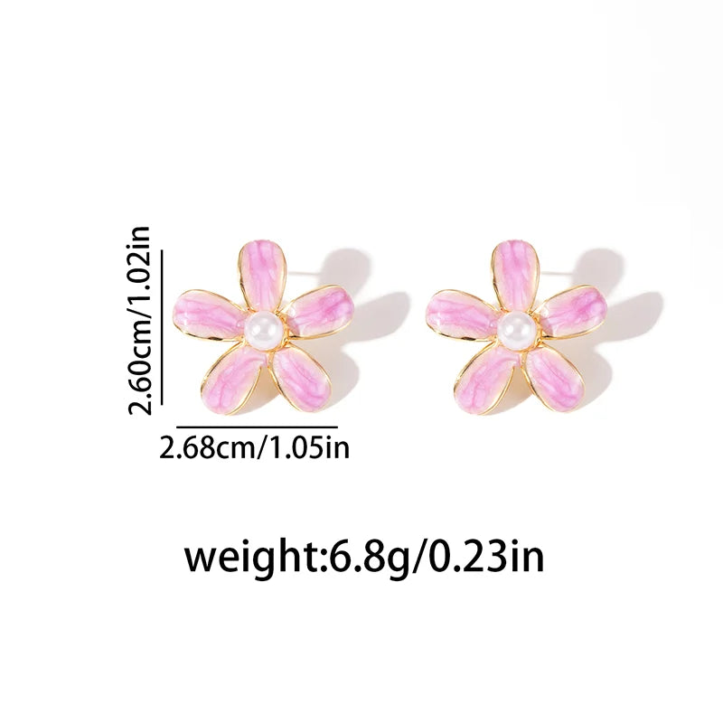 ANENJERY 316L Stainless Steel Colorful Enamel Flower Butterfly Earrings For Women French Delicate Elegant Jewelry Birthday Gifts