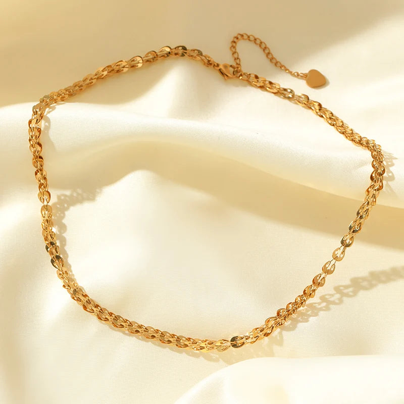 EILIECK 316L Stainless Steel Metal Charm Chain Necklace Statement Jewelry 18K PVD Plated Statement Collar Neck Chain For Women