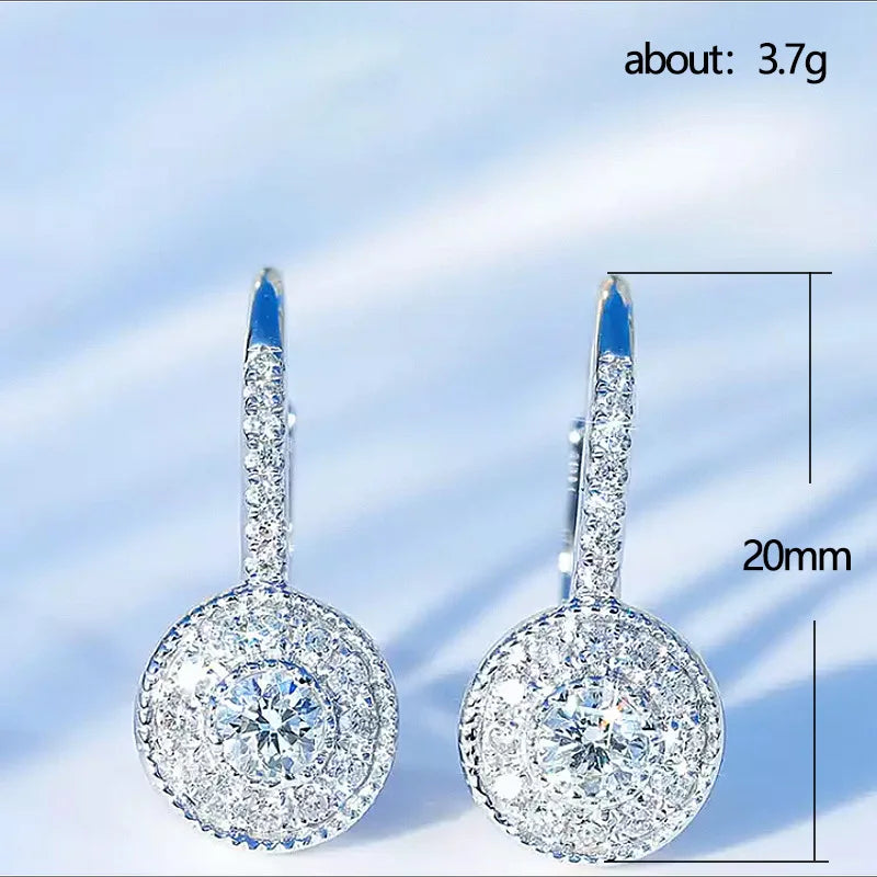 Fashion Zircon 925 Sterling Silver Round Crystal Hoop Earrings For Women Elegant Wedding Party Jewelry Pendientes Brincos Jkljf