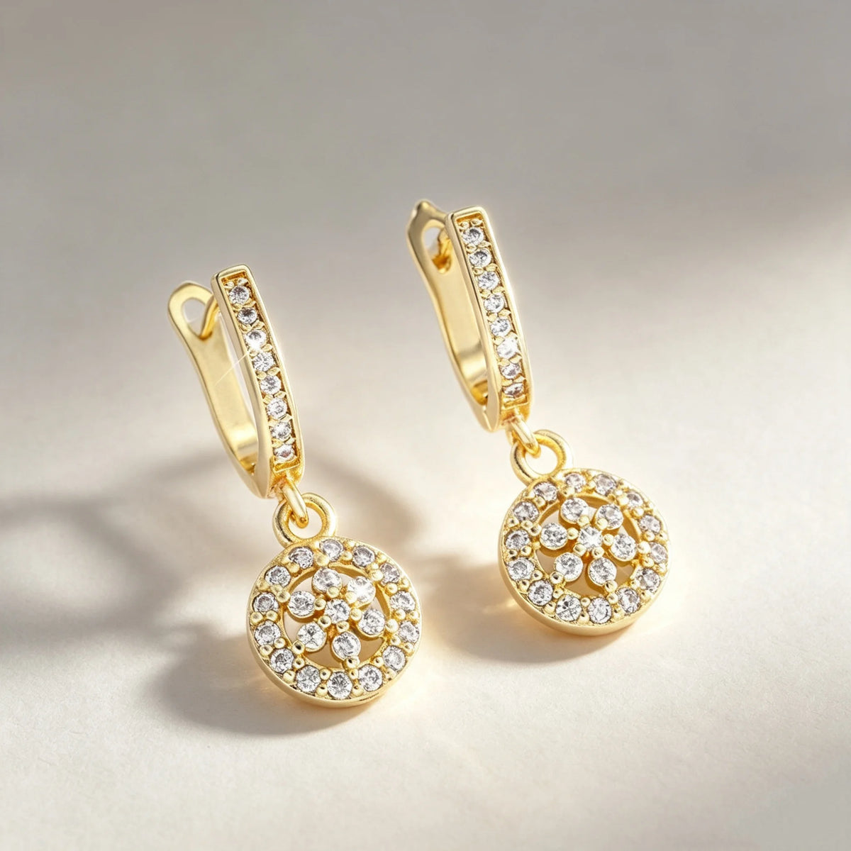 Small Geometric Flower White Zircon Fashion Hoop Earrings Charm Luxury Female Silver Gold Color Silver Wedding Jewelry For Women