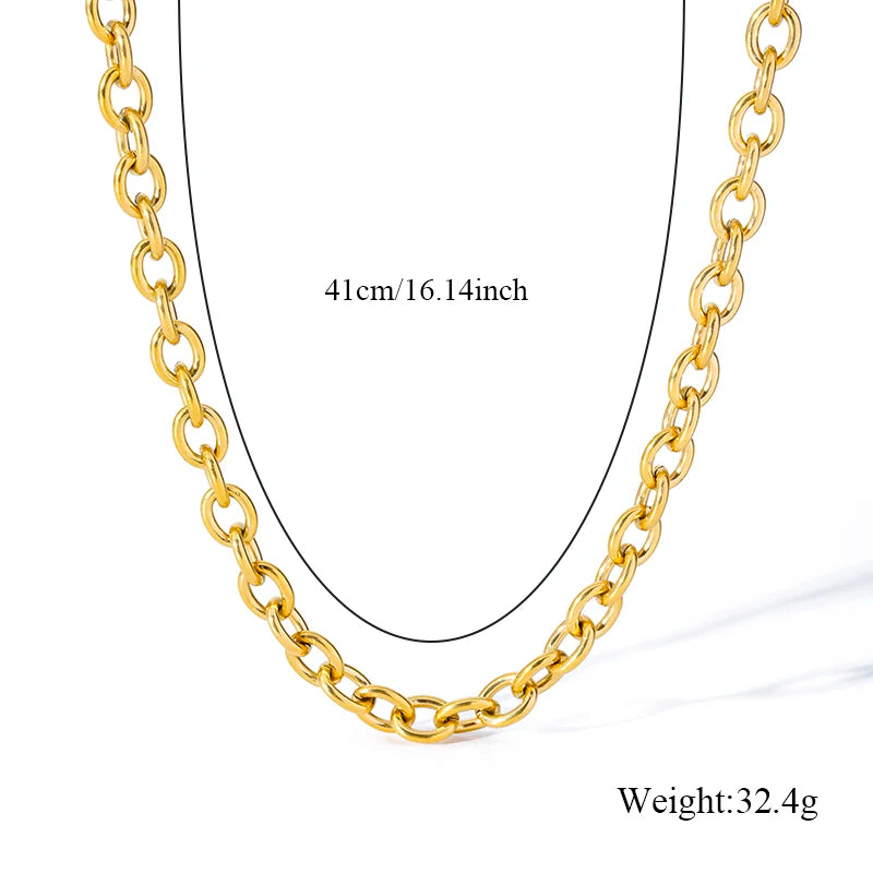 EILIECK 316L Stainless Steel Chains Necklace Choker For Women Trendy Gold Color Collar Neck Chain Waterproof Jewelry Lady Gift