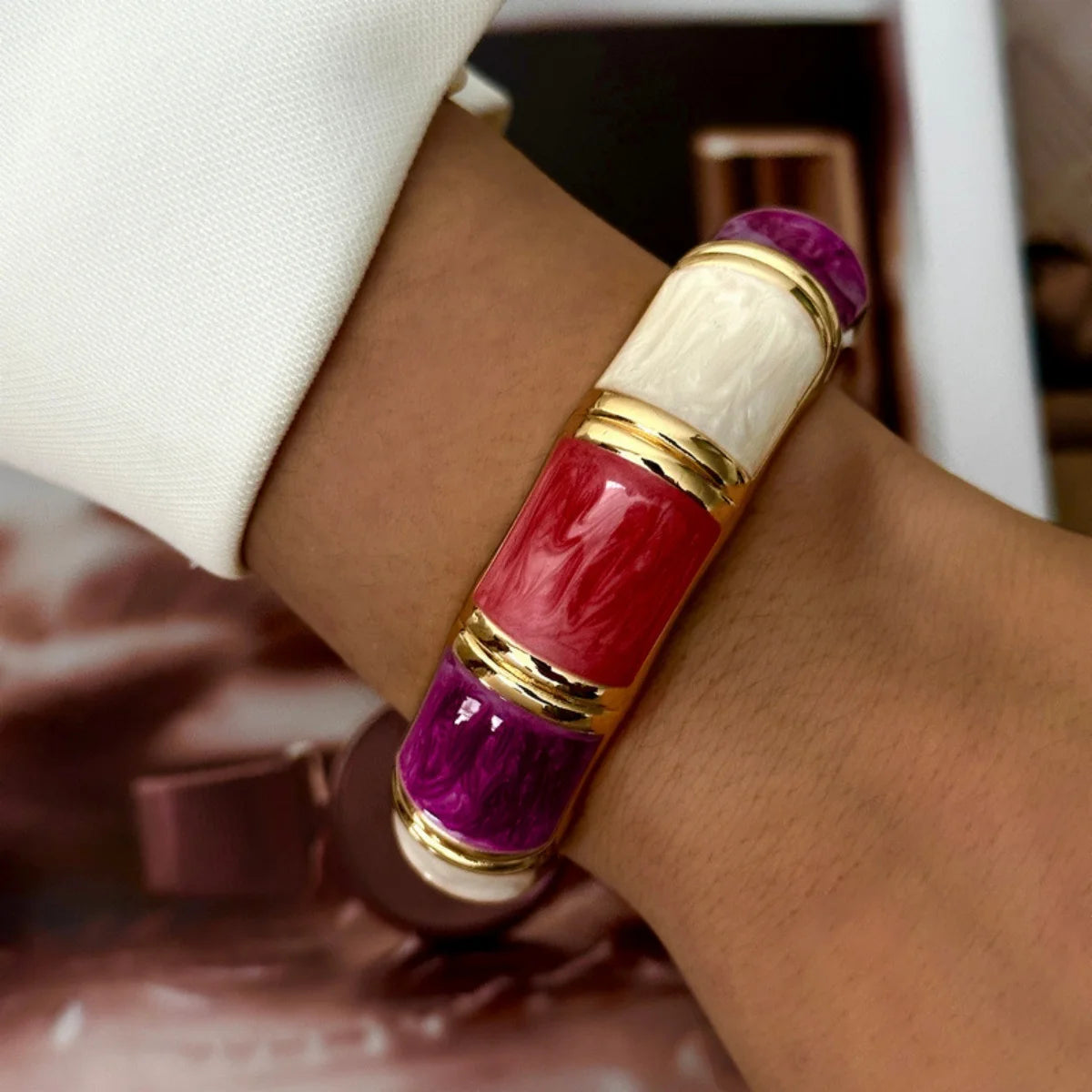 KMVEXO 10 Style Bohemian Colorful Enamel Open Cuff Bracelet For Women Irregular Geometric Metal Bangles Party Jewelry Gift